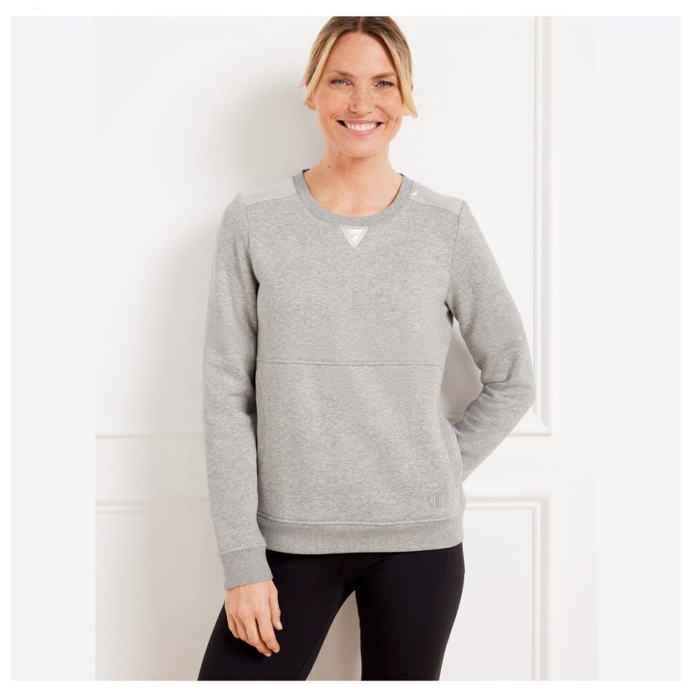 Talbots Cotton French Terry Pullover Sweatshirt Sz Large Grey Athleisure Leisure